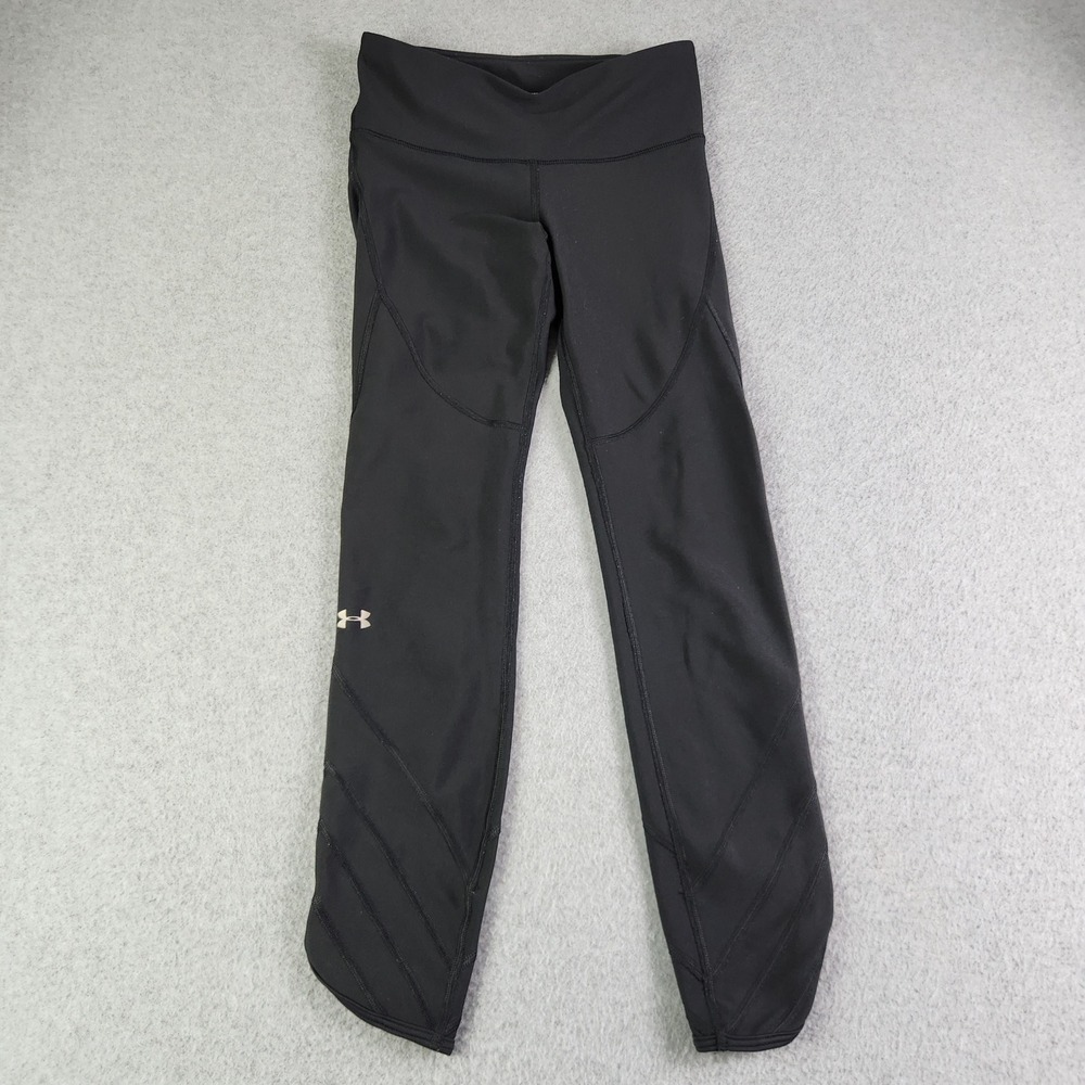 Under Armour Leggings Womens S Black HeatGear Compression Lattice Cutout Ankle